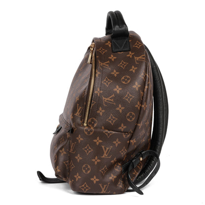 Louis Vuitton Brown Monogram Coated Canvas & Black Calfskin Leather Palm Springs Backpack MM Backpack