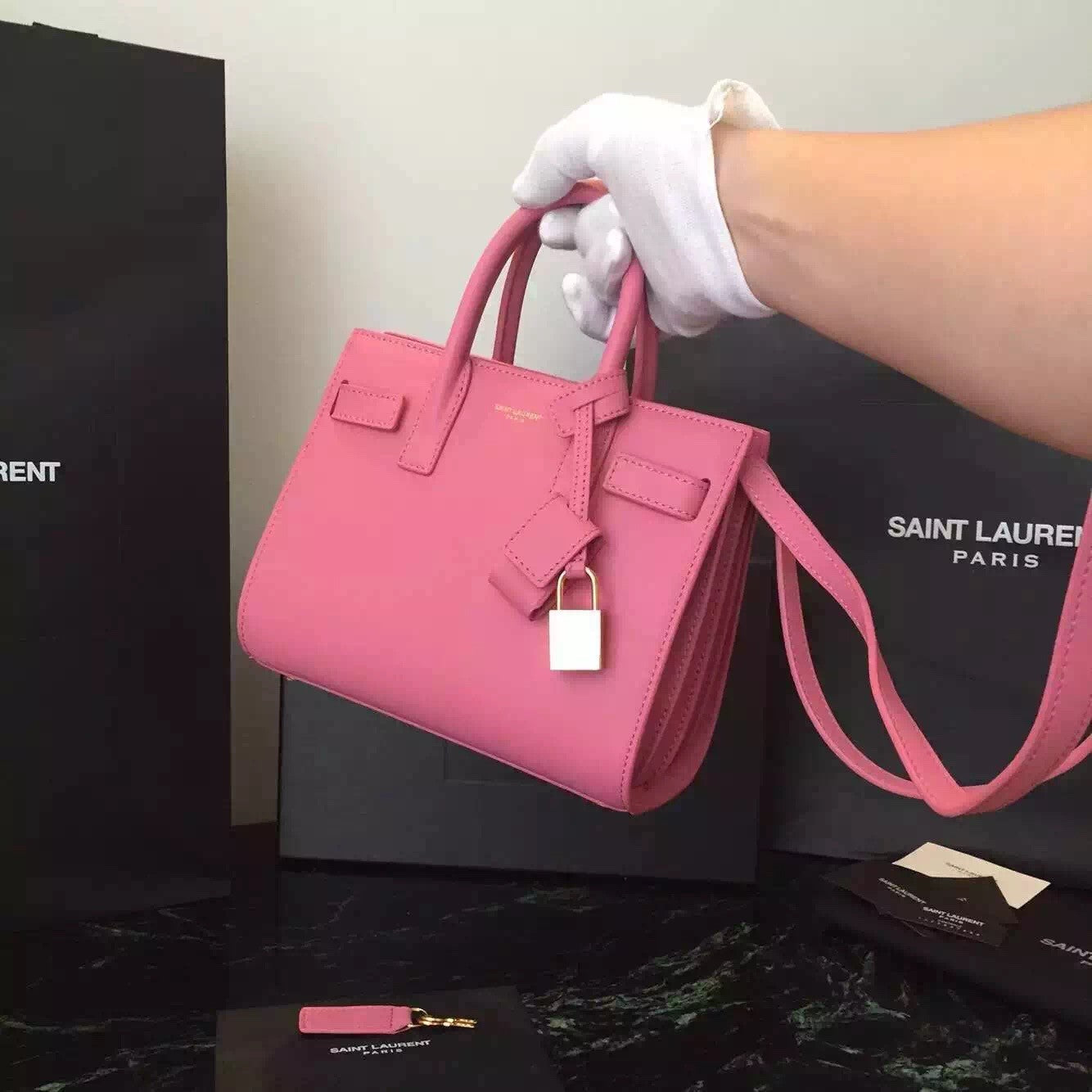 Yves Saint Laurent Nano Sac De Jour Bag In Pink Leather