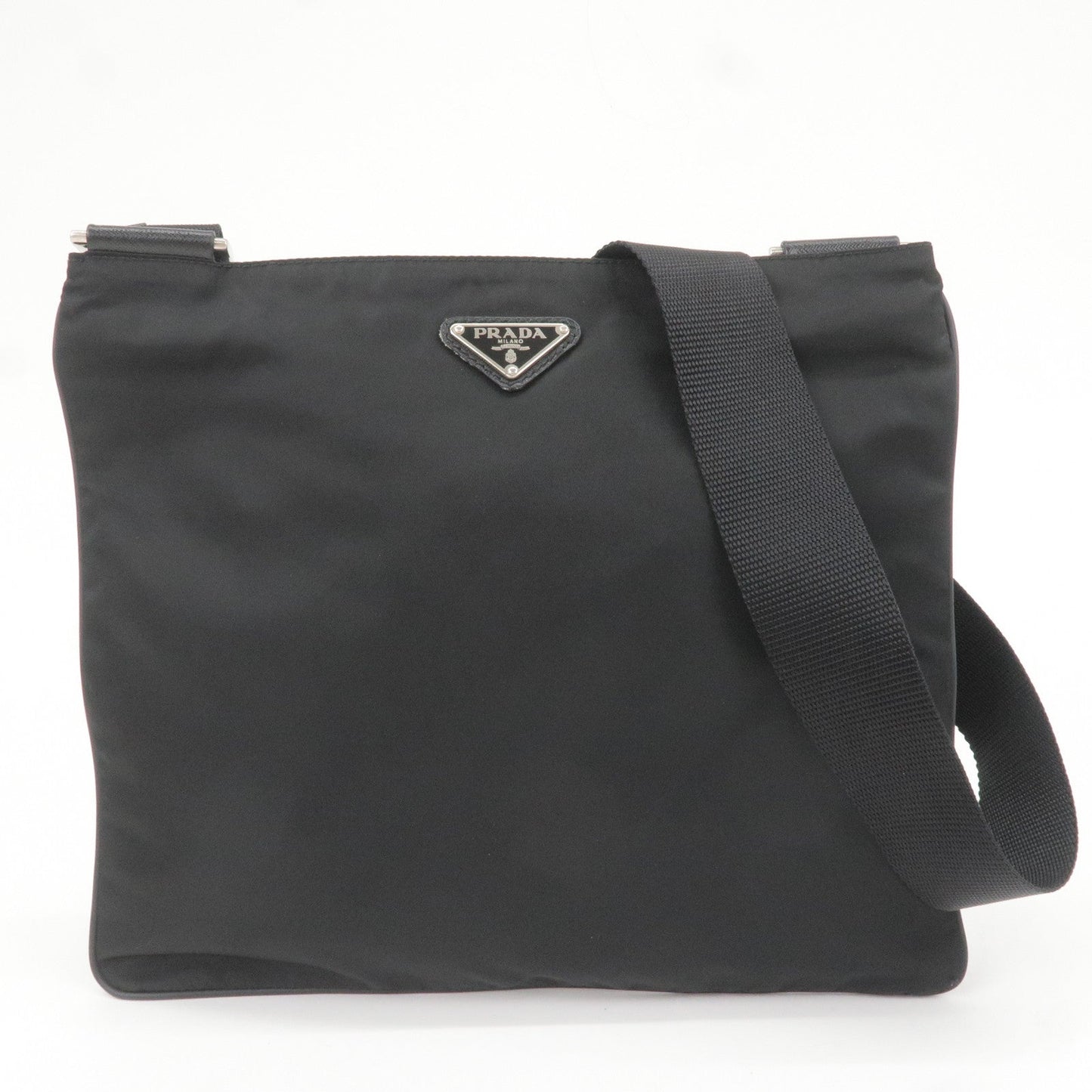 Prada Nylon Leather Shoulder Bag Cross Body Bag Black