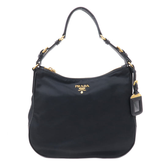 Prada Nylon Leather Hand Bag Shoulder Bag Black BR4987