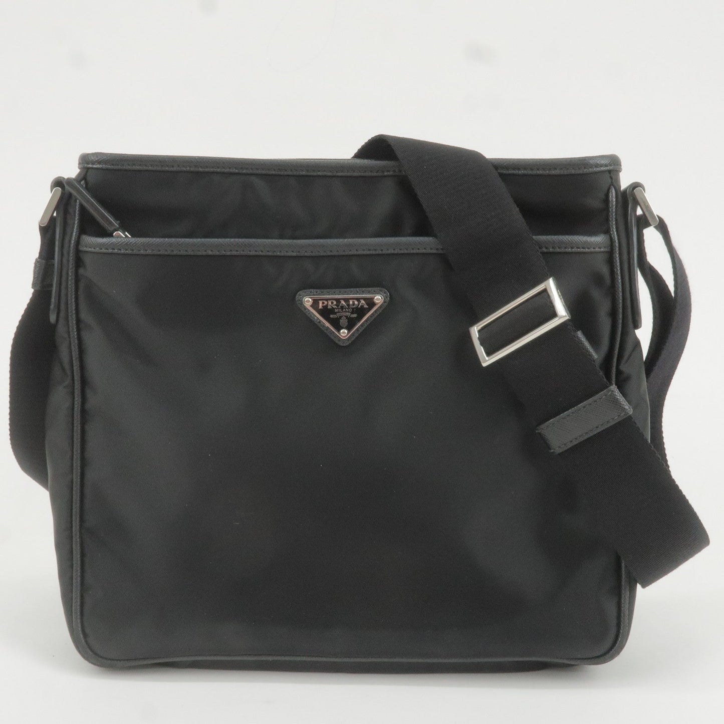 Prada Nylon Leather Shoulder Bag NERO Black 2VH797