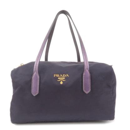 Prada Nylon Leather Boston Bag Shoulder Bag Purple BL0567