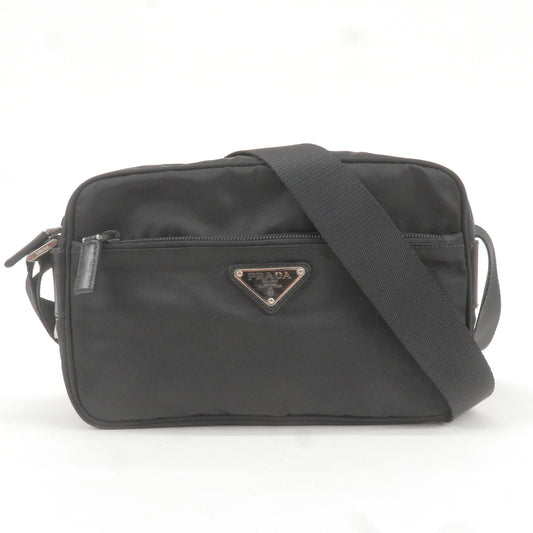 Prada Logo Nylon Leather Shoulder Bag NERO Black BT1067