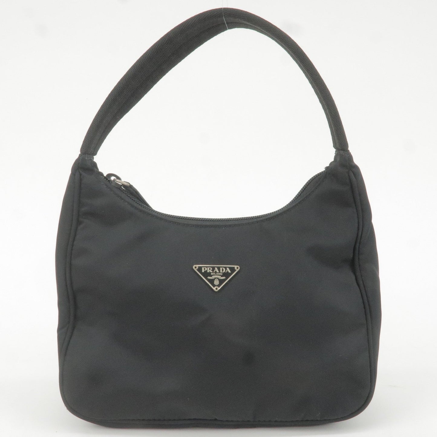 Prada Logo Nylon Pouch Hand Bag Purse NERO Black