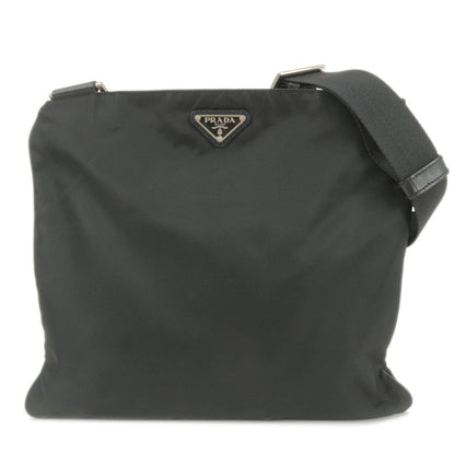 Prada Nylon Leather Shoulder Bag Crossbody Bag NERO Black