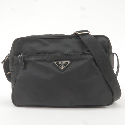 Prada Logo Nylon Leather Shoulder Bag NERO Black BT0166