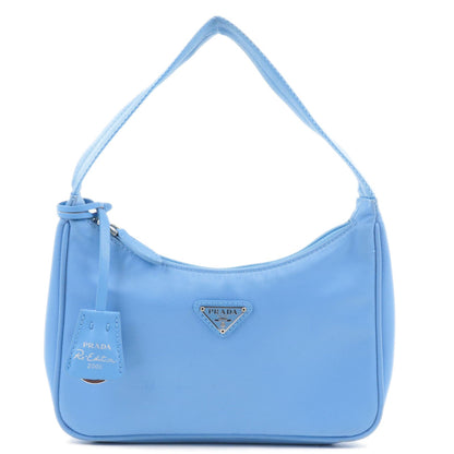 Prada Re-Edition 2000 Nylon Leather Hand Bag Light Blue 1NE515