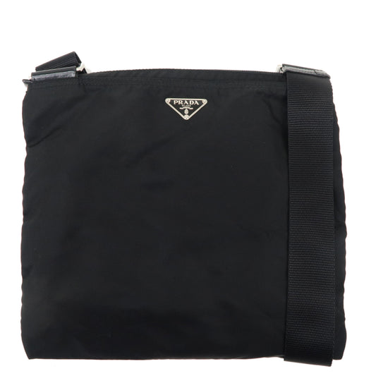 Prada Logo Nylon Leather Shoulder Bag NERO Black BT0175