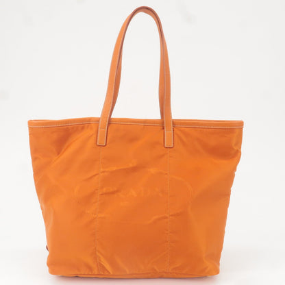 Prada Nylon Leather Tote Bag Shoulder Bag Orange BR4634