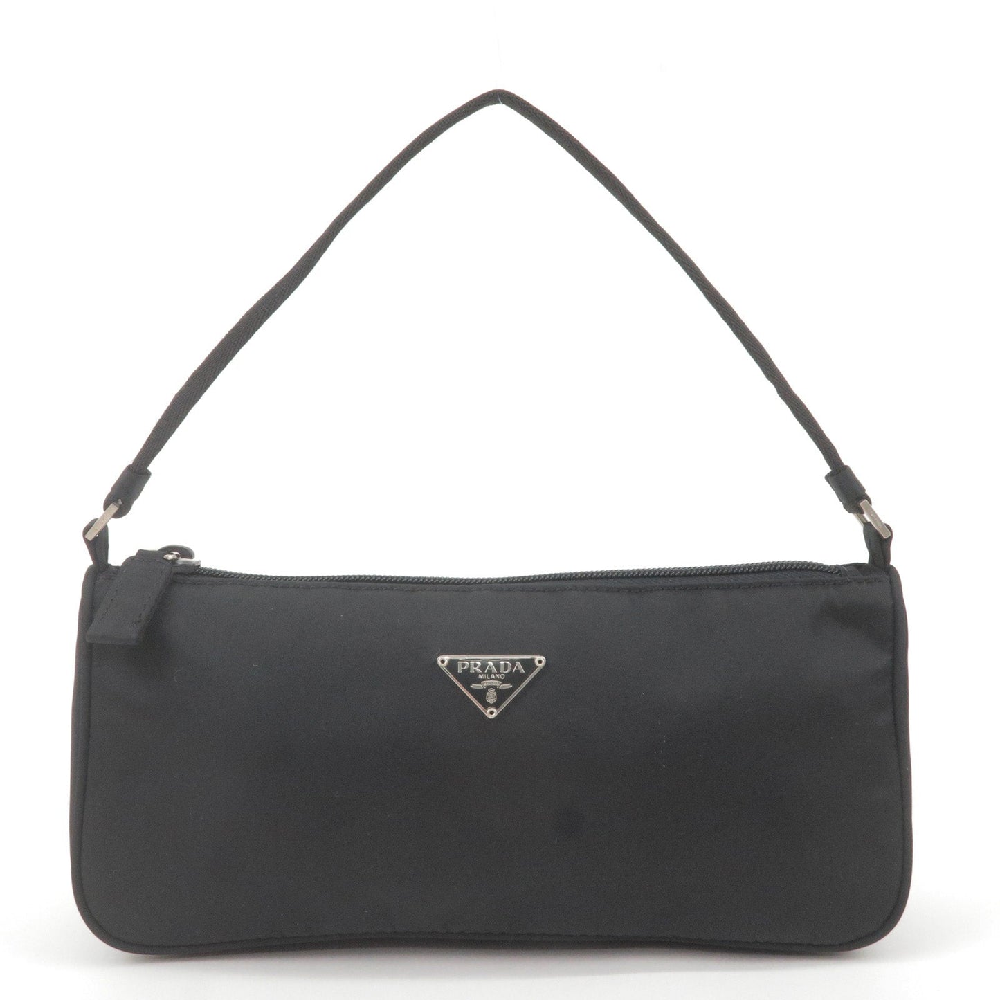 Prada Logo Nylon Pouch Hand Bag NERO Black MV633