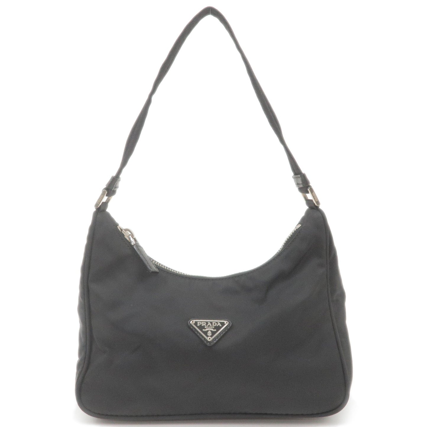 Prada Logo Nylon Leather Shoulder Bag NERO Black 1N1204