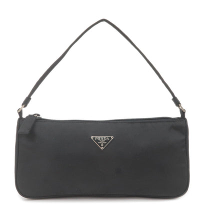 Prada Logo Nylon Pouch Hand Bag NERO Black MV633