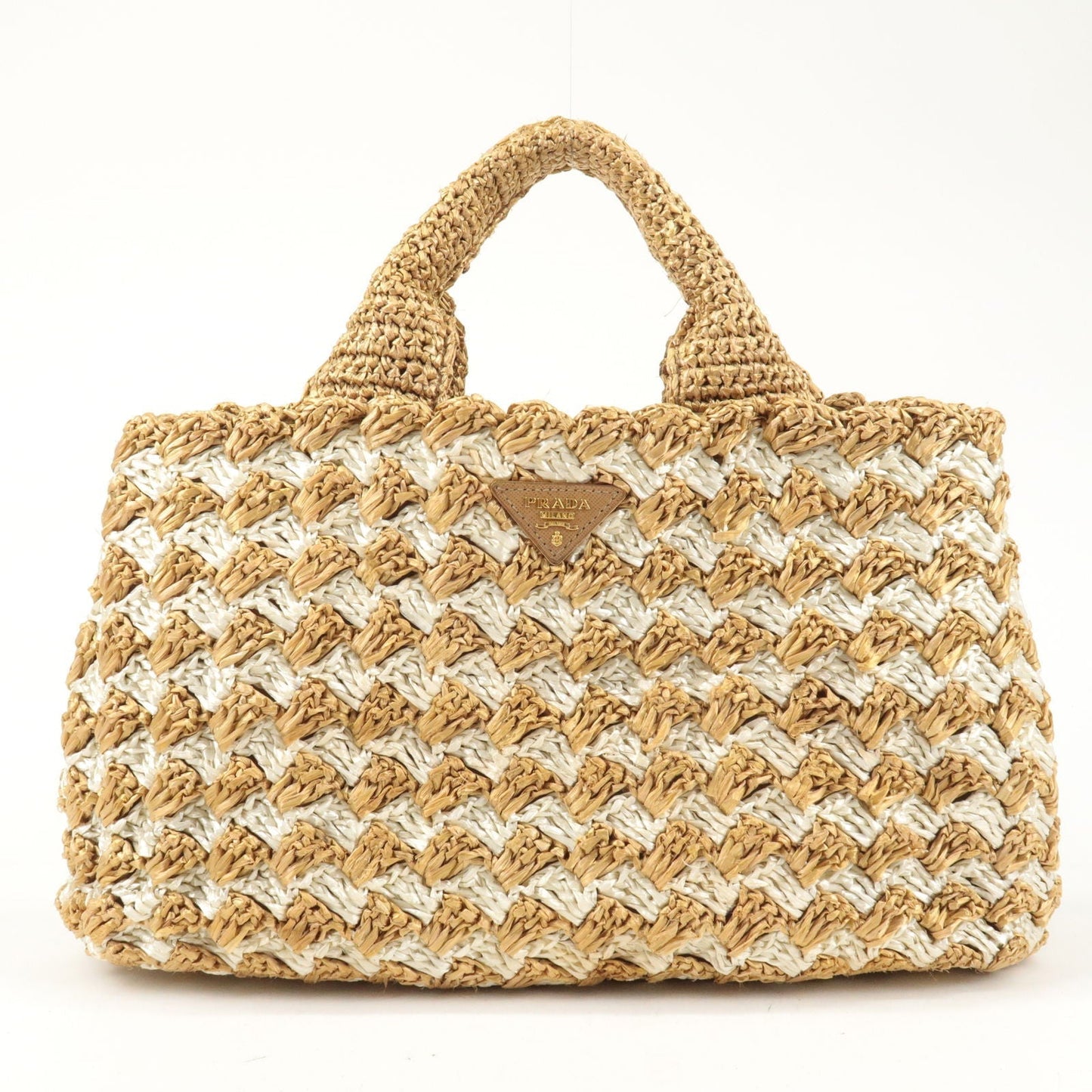 Prada Raffia Crochet Canapa Tote Bag Beige BN2303