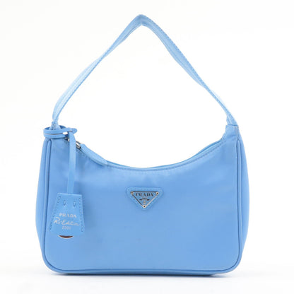 Prada Re-Edition 2000 Nylon Leather Hand Bag Light Blue 1NE515