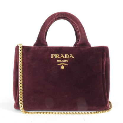 Prada Velour Canapa Mini 2Way Hand Bag Shoulder Bag 1BA038