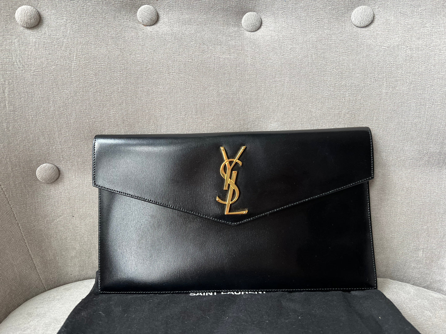 Yves Saint Laurent (YSL) Black Uptown Pouch Clutch