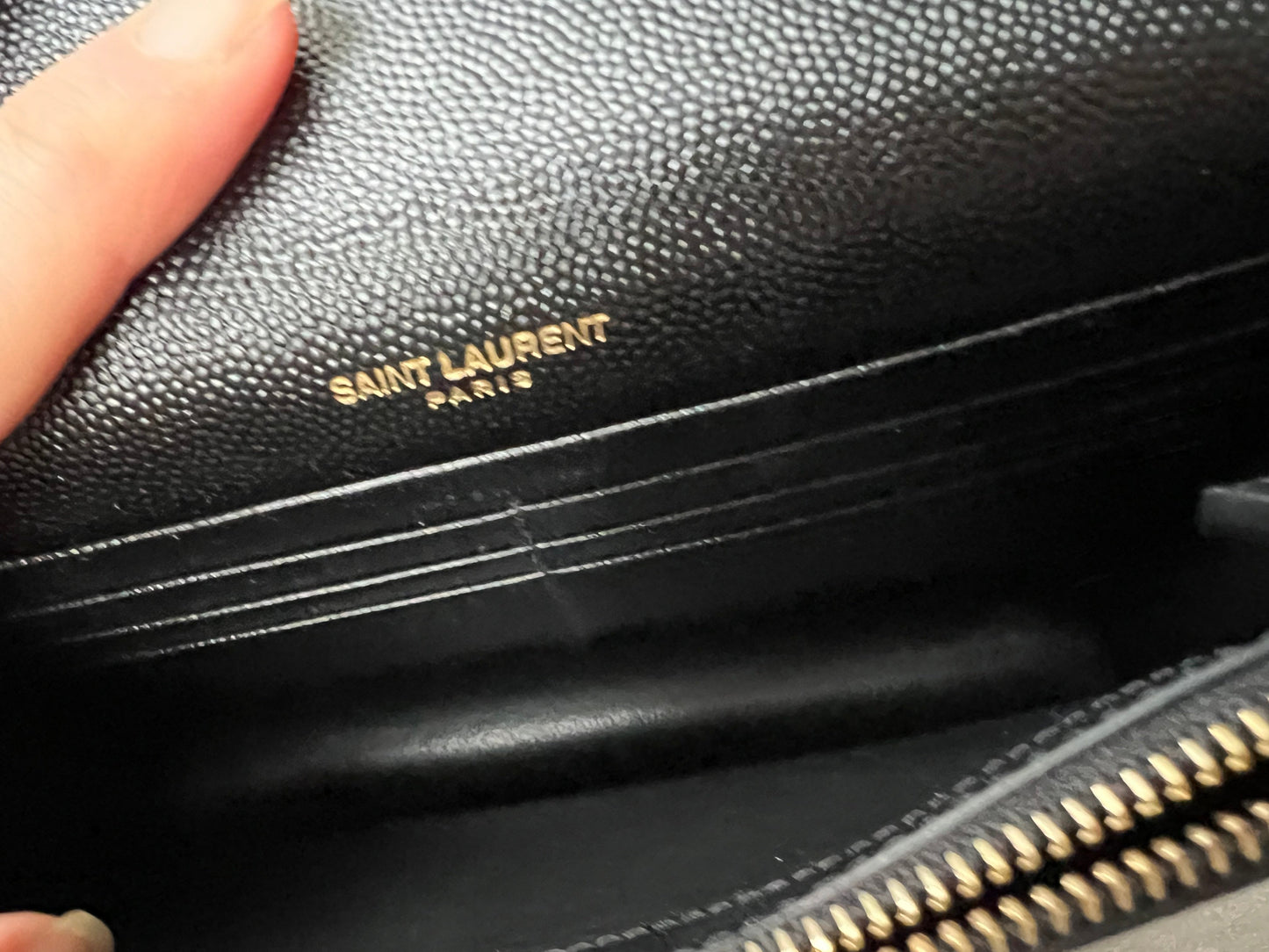 Yves Saint Laurent (YSL) Black Kate Chain Wallet Gold Hardware