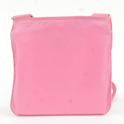 Prada Logo Nylon Shoulder Bag Crossbody Bag Purse Pink B7372