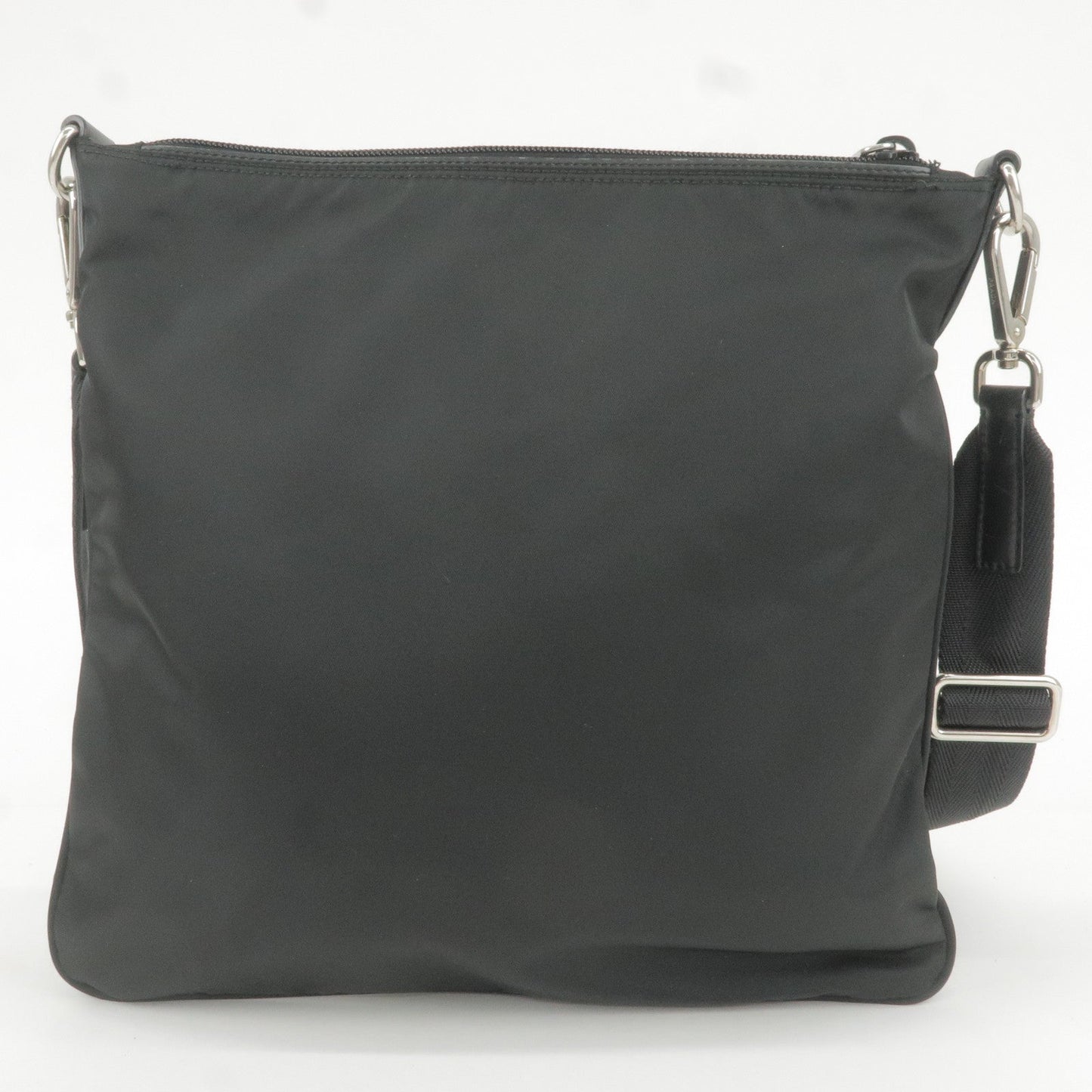 Prada Logo Nylon Leather Shoulder Bag Black Detachable Strap