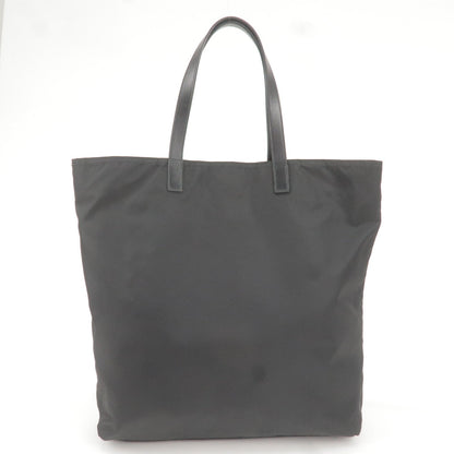 Prada Logo Nylon Leather Tote Bag Black BR4263