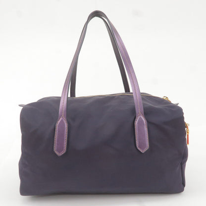 Prada Nylon Leather Boston Bag Shoulder Bag Purple BL0567