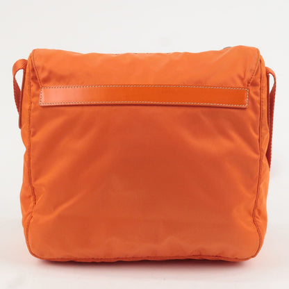 Prada Logo Nylon Leather Shoulder Bag Orange B8994