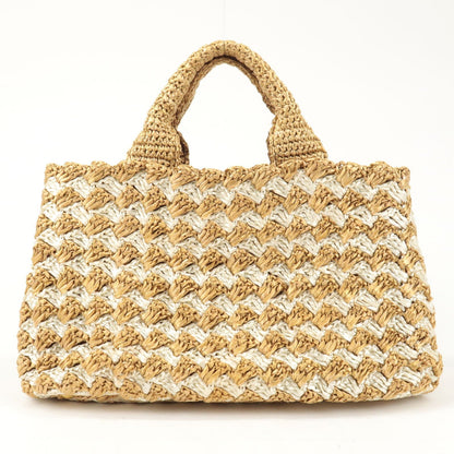 Prada Raffia Crochet Canapa Tote Bag Beige BN2303