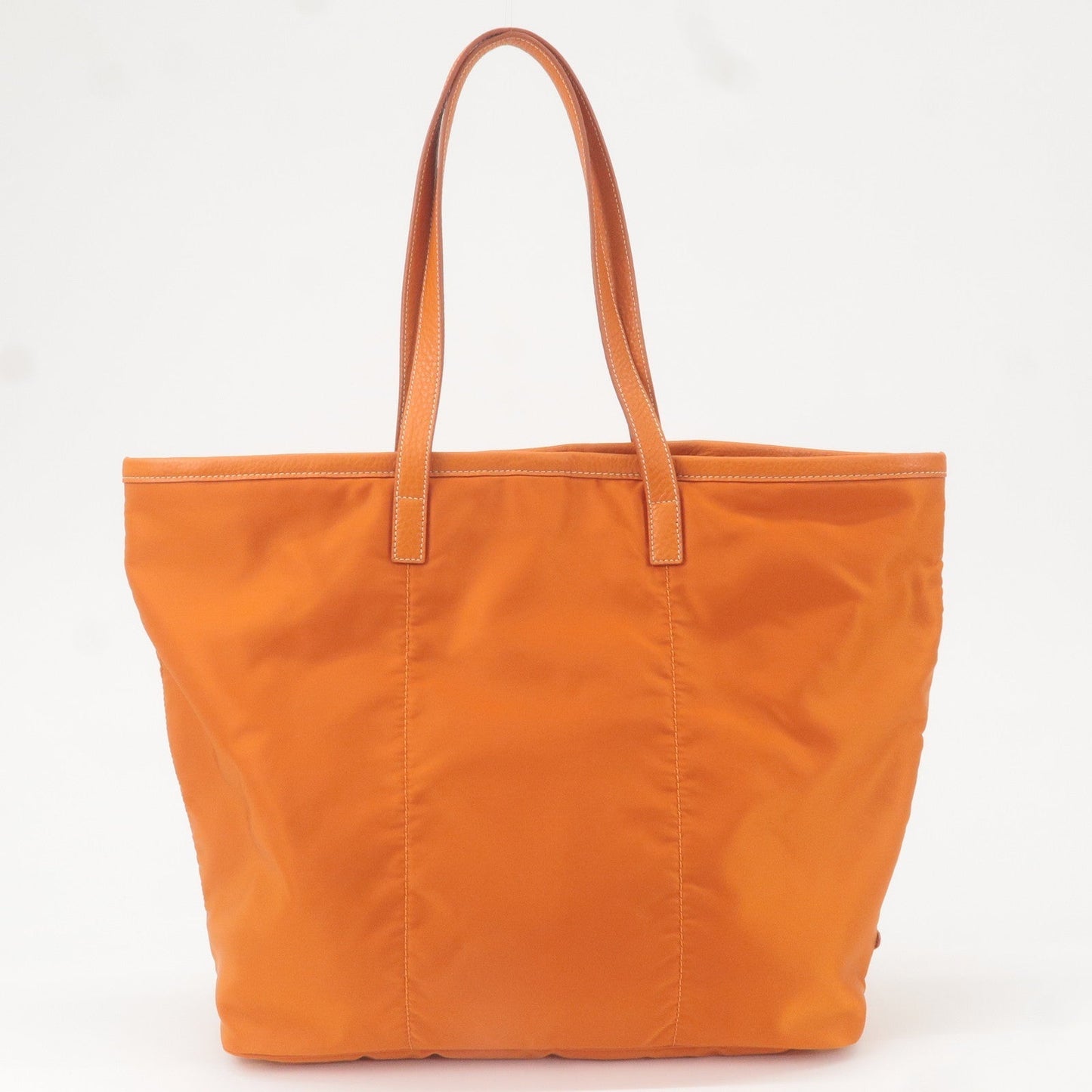 Prada Nylon Leather Tote Bag Shoulder Bag Orange BR4634