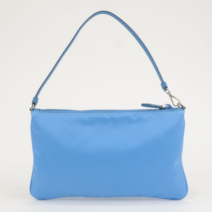 Prada Logo Nylon Leather Hand Bag Shoulder Bag Light Blue 1NI545