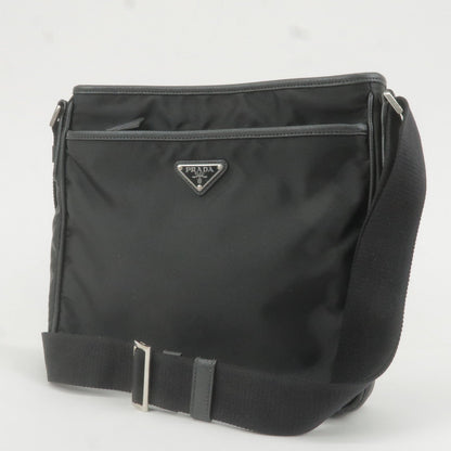 Prada Nylon Leather Shoulder Bag NERO Black 2VH797