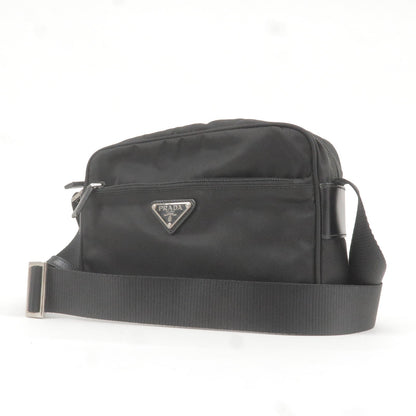 Prada Logo Nylon Leather Shoulder Bag NERO Black BT1067