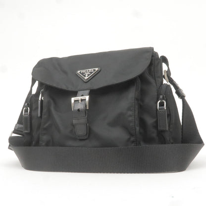 Prada Logo Nylon Leather Shoulder Bag NERO Black BT0501