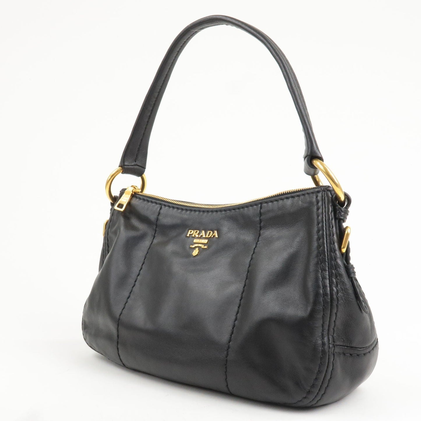 Prada Soft Calf Leather Shoulder Bag Black BR4690