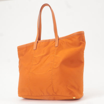 Prada Nylon Leather Tote Bag Shoulder Bag Orange BR4634