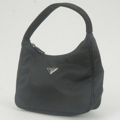 Prada Logo Nylon Pouch Mini Hand Bag Purse NERO Black MV519