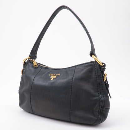 Prada Soft Calf Leather Shoulder Bag Black BR4690