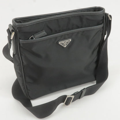 Prada Nylon Leather Shoulder Bag NERO Black 2VH797