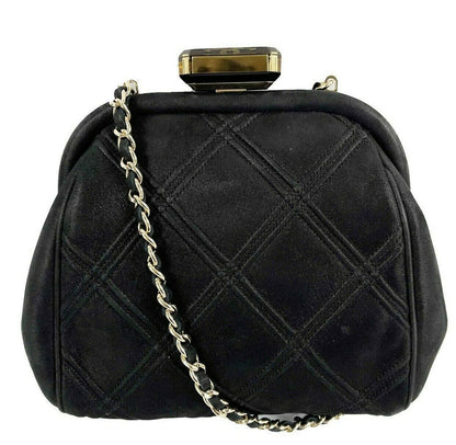 CHANEL - Mini Crossbody Clutch - Black Quilted /Gold-tone - '' Closure