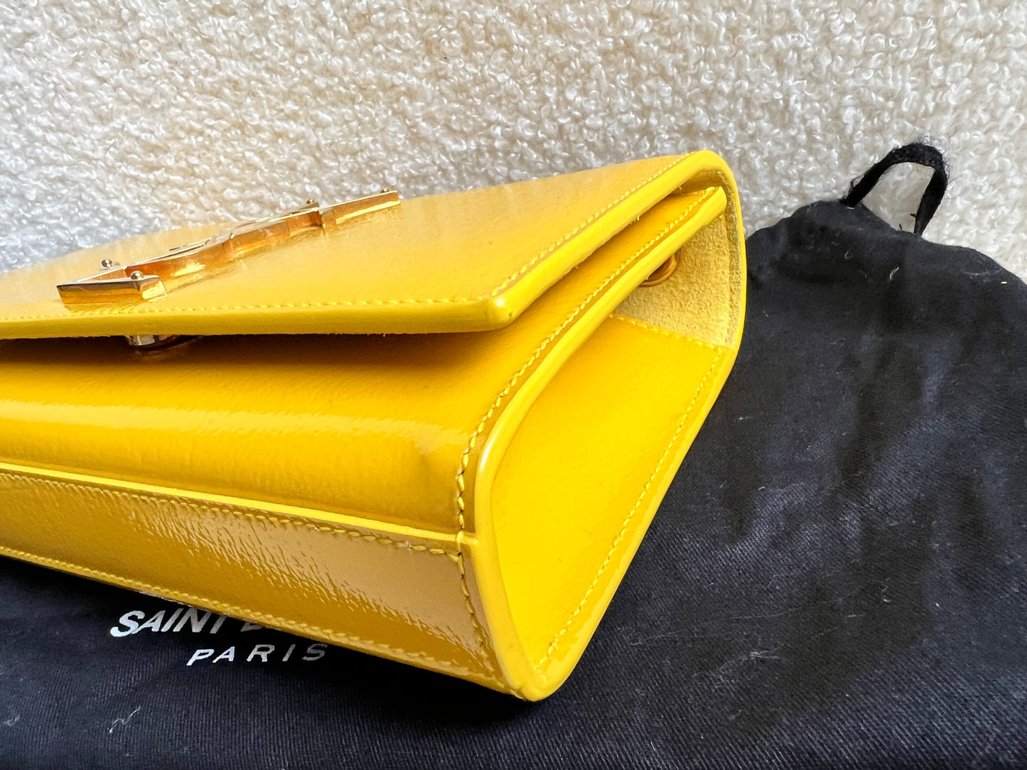 Yves Saint Laurent (YSL) Small Kate Yellow Patent with Gold Hardware