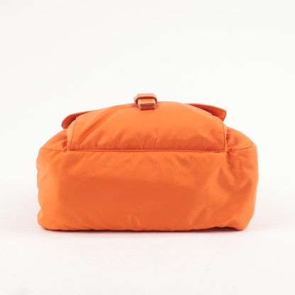 Prada Logo Nylon Leather Shoulder Bag Orange B8994