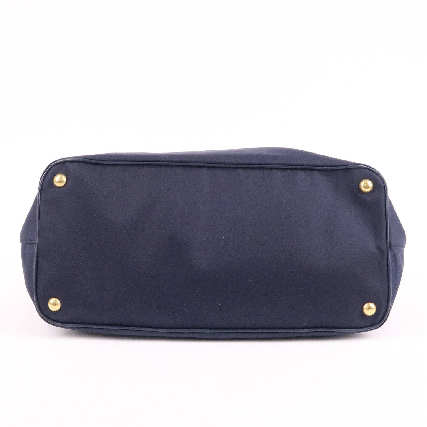 Prada Nylon Leaether Tote Bag Shoulder Bag Navy 1BC060