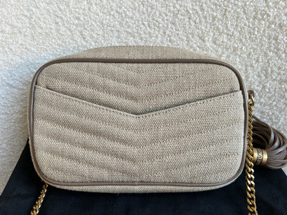 Yves Saint Laurent (YSL) Beige Linen Mini Lou Camera Bag