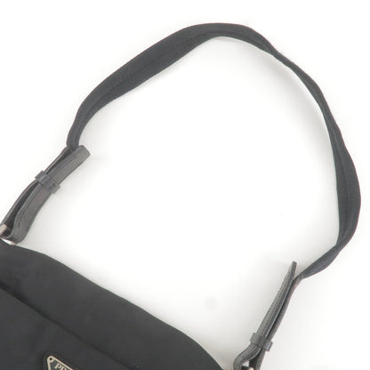 Prada Logo Nylon Leather Shoulder Bag NERO Black B9717