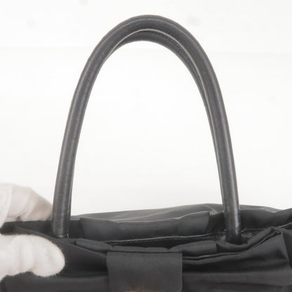 Prada Nylon Leather Ribbon Hand Bag NERO Black BN1601