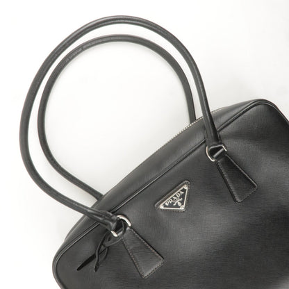 Prada Logo Saffiano Lux Leather Hand Bag Black BL0095