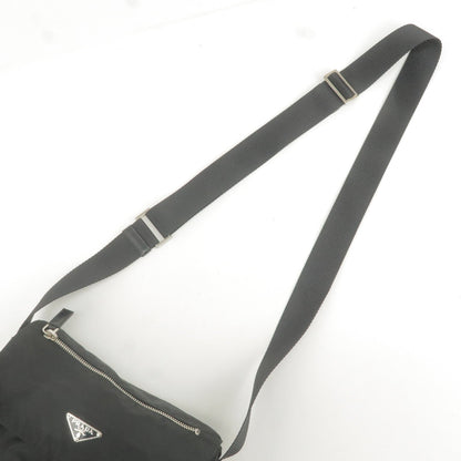 Prada Logo Nylon Leather Shoulder Bag Hand Bag Black BT8994