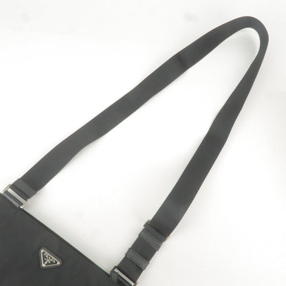 Prada Logo Nylon Leather Shoulder Bag NERO Black VA0338