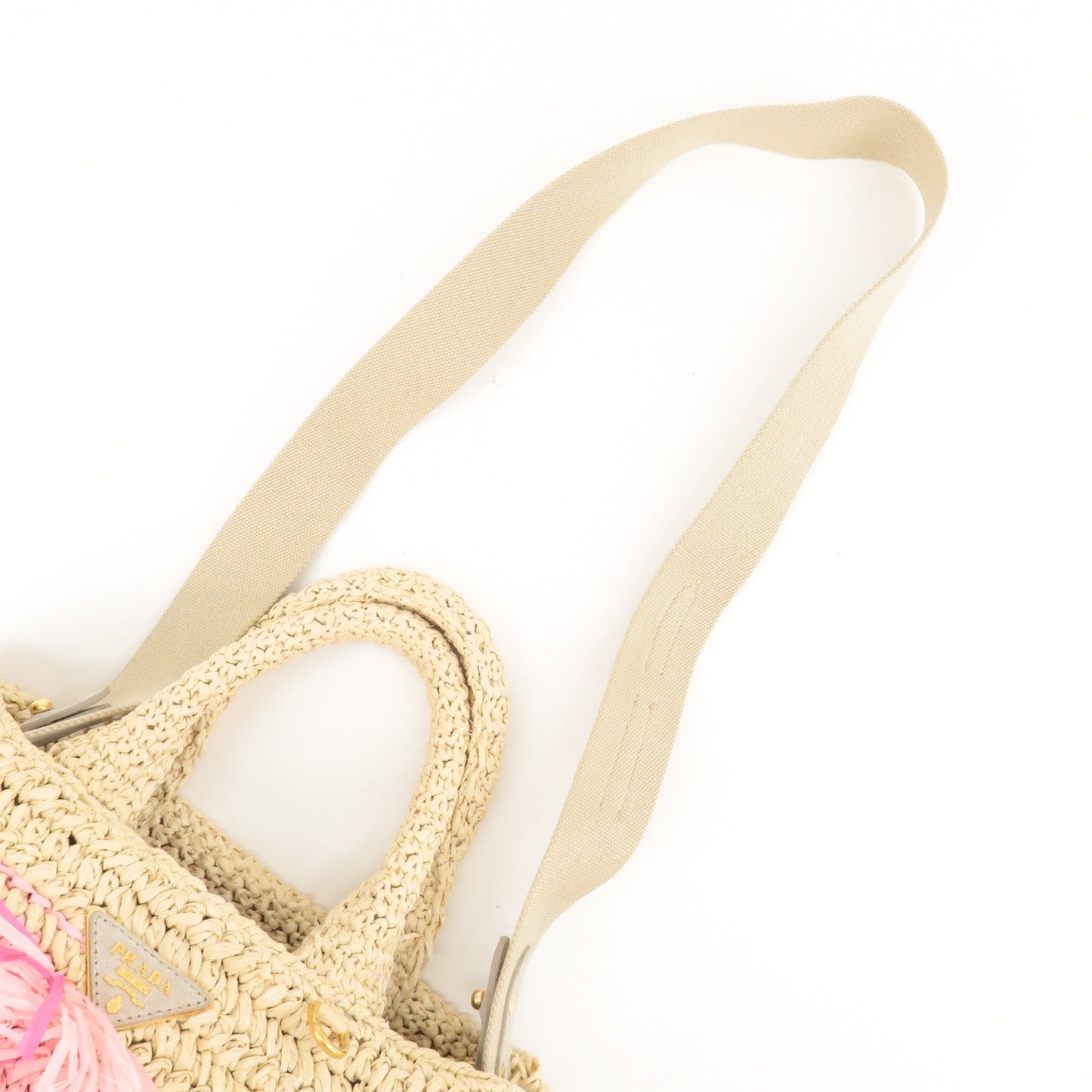 Prada Raffia Canapa 2Way Bag Hand Bag Shoulder Bag Beige 1BG153