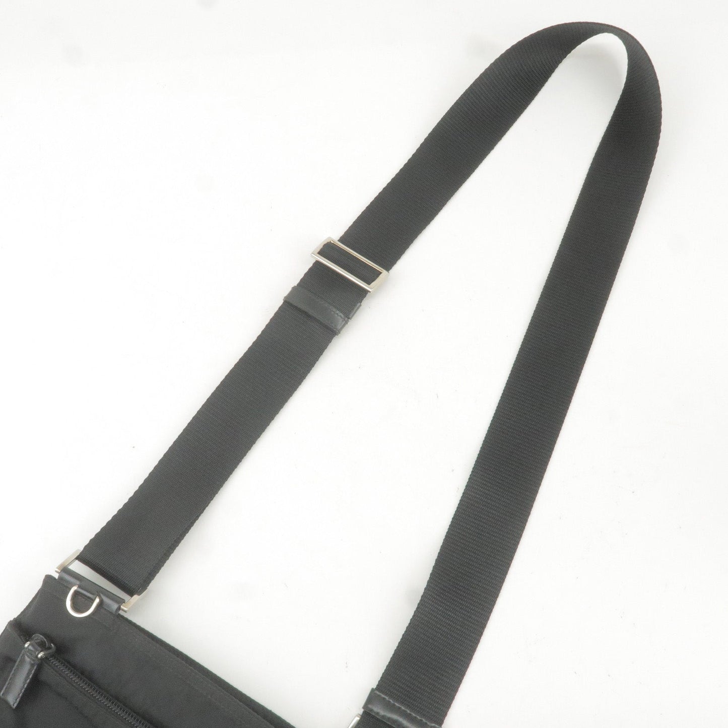 Prada Logo Nylon Leather Shoulder Bag Crossbody Bag Black