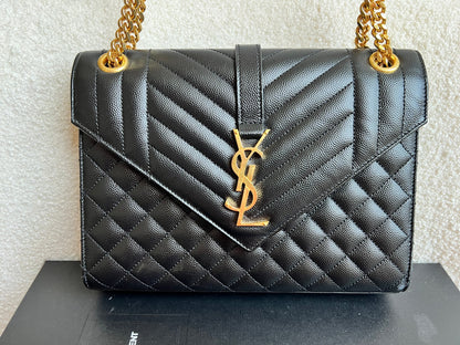 Yves Saint Laurent (YSL) Black Medium Envelope Bag